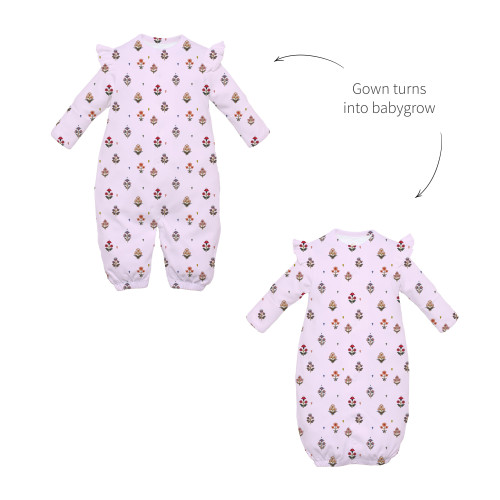 Baby converter gown with ru..