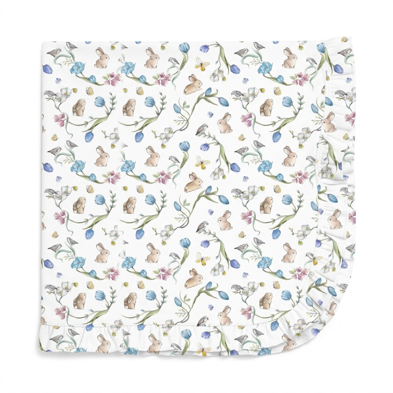Two-Layer Baby Blanket with Ruffles BL002  BLOSSOM BLUE