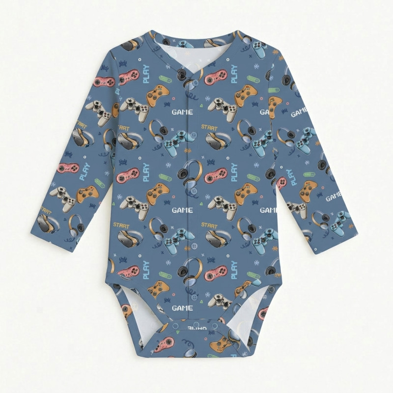 Printed Long-Sleeve Front Fastening Bodyvest for Babies BLS005  Game