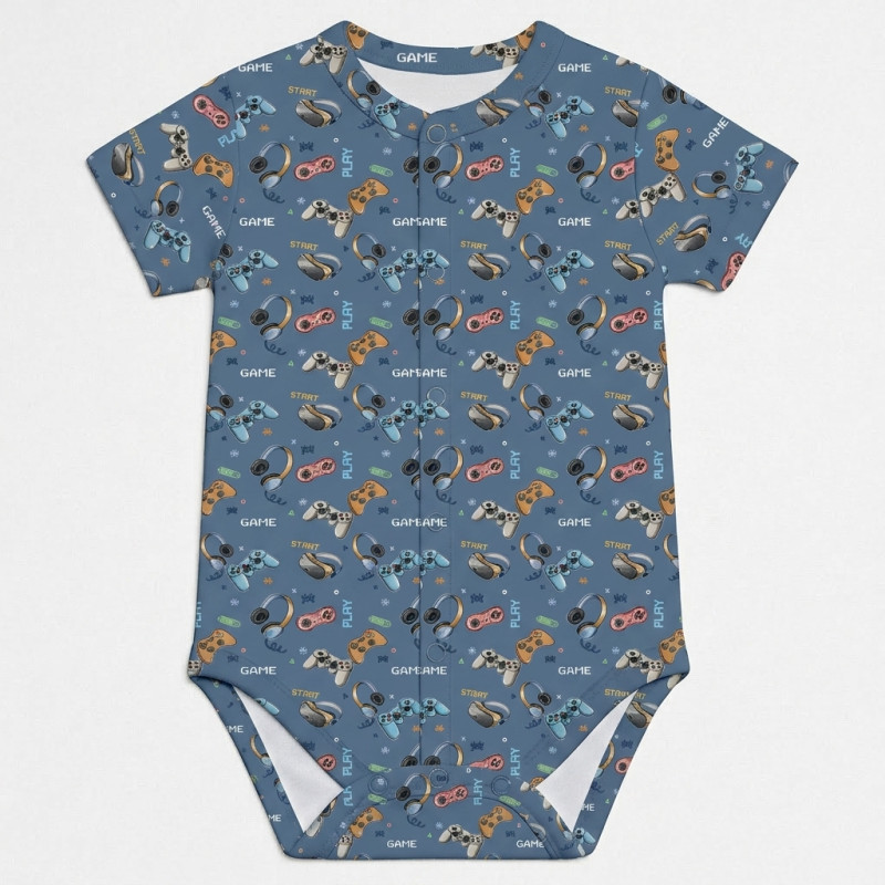 Printed Short-Sleeve Front Fastening Bodyvest for Babies BSHL009 Game Printed Short-Sleeve Front Fastening Bodyvest for Babies BSHL009 Game