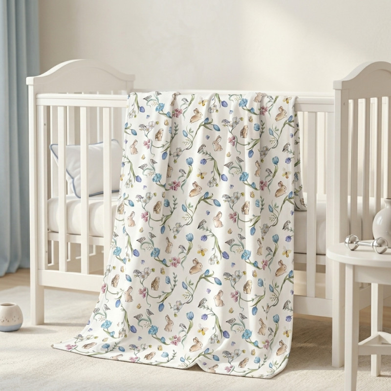 Two-Layer Baby Blanket BL001  BLOSSOM BLUE