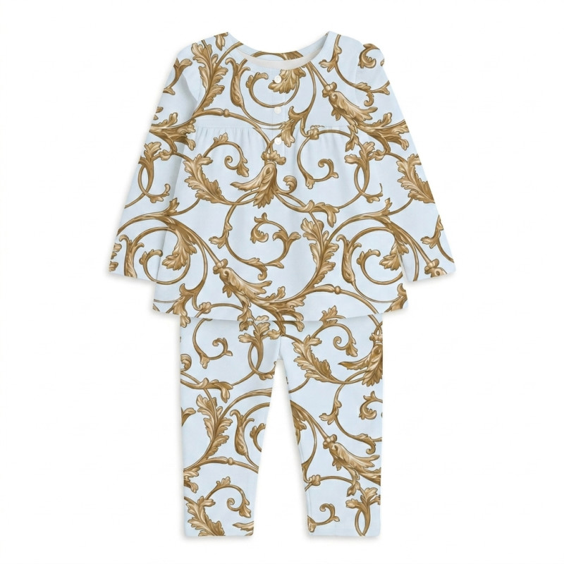 Yoke Girls Pyjama long sleeve 100% organic Cotton PJ029 ALLURE BLUE