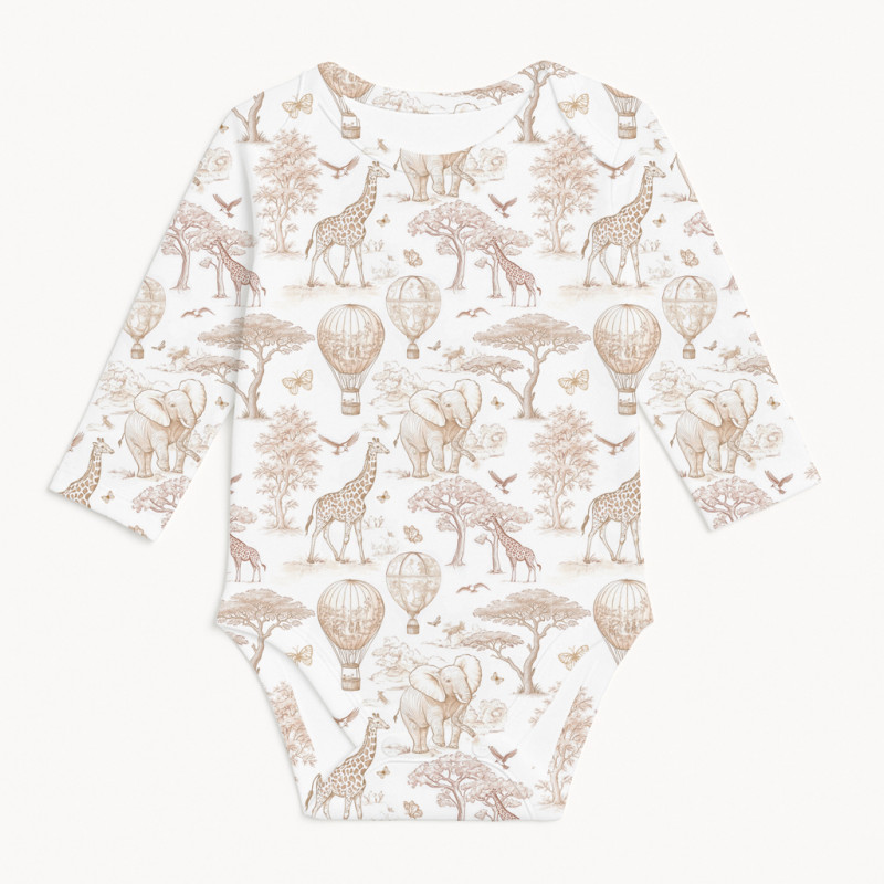 Printed Long-Sleeved Bodyvest for Babies BLS001 Sand Toile Africa Printed Long-Sleeved Bodyvest for Babies BLS001 Sand Toile Africa