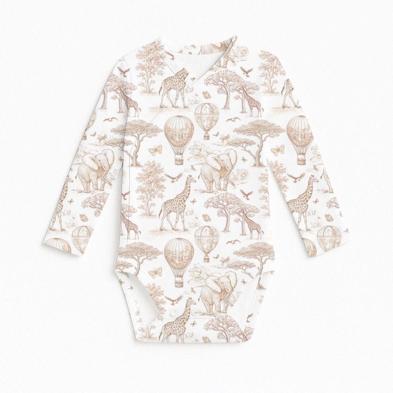 Printed Long-Sleeve Kimono Bodyvest for Babies BLS004 Sand Toile Africa Printed Long-Sleeve Kimono Bodyvest for Babies BLS004 Sand Toile Africa
