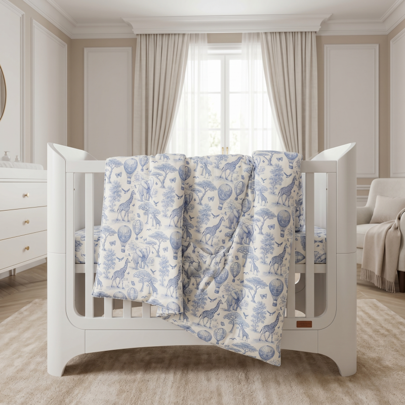 Baby Blanket with 100% Hypoallergenic Filling BLF01 BLUE TOILE AFRICA– For Baby and Toddler Beds Baby Blanket with 100% Hypoallergenic Filling BLF01 BLUE TOILE AFRICA– For Baby and Toddler Beds