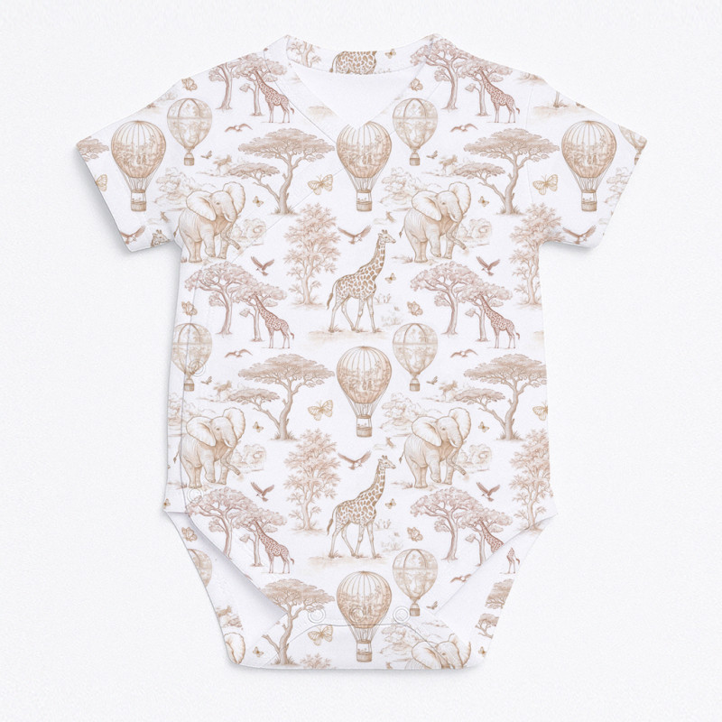 Printed Short-Sleeve Kimono Bodyvest for Babies BSHL004 Sand Toile Africa Printed Short-Sleeve Kimono Bodyvest for Babies BSHL004 Sand Toile Africa