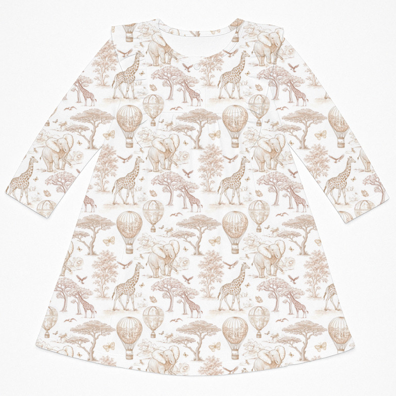 Charming Long-Sleeved Night Dress with Ruffles DR016 Sand Toile Africa Charming Long-Sleeved Night Dress with Ruffles DR016 Sand Toile Africa