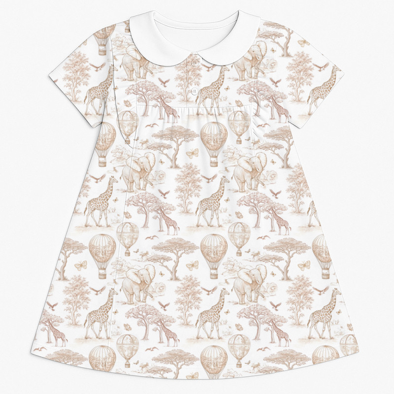 Supima Cotton Night Dress with Ruffle  and Collar DR018CL Sand Toile Africa