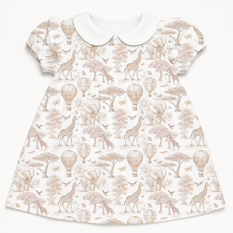Supima Cotton Night Dress with Ruffle DR019CL Sand Toile Africa Supima Cotton Night Dress with Ruffle DR019CL Sand Toile Africa