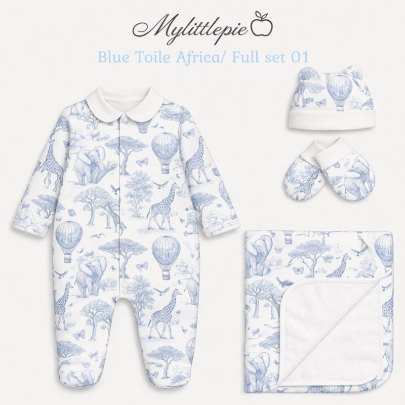 Full Set FS01 Blue Toile Africa 3 pc Full Set FS01 Blue Toile Africa 3 pc