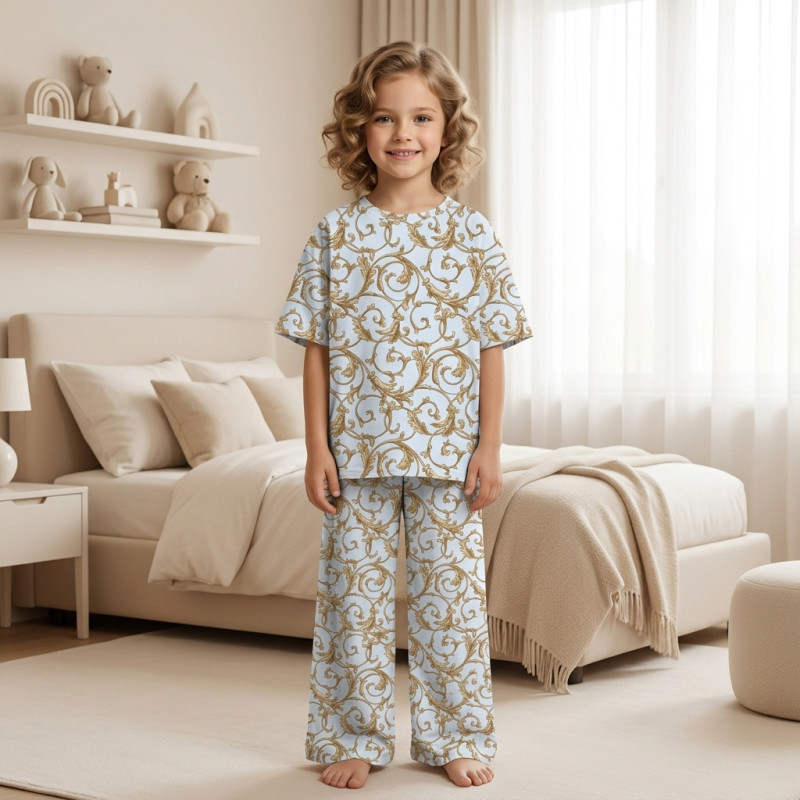 Children’s Set with Oversized T-Shirt and Palazzo Pants PJ030 100% Pima Cotton Children’s Set with Oversized T-Shirt and Palazzo Pants PJ030 100% Pima Cotton