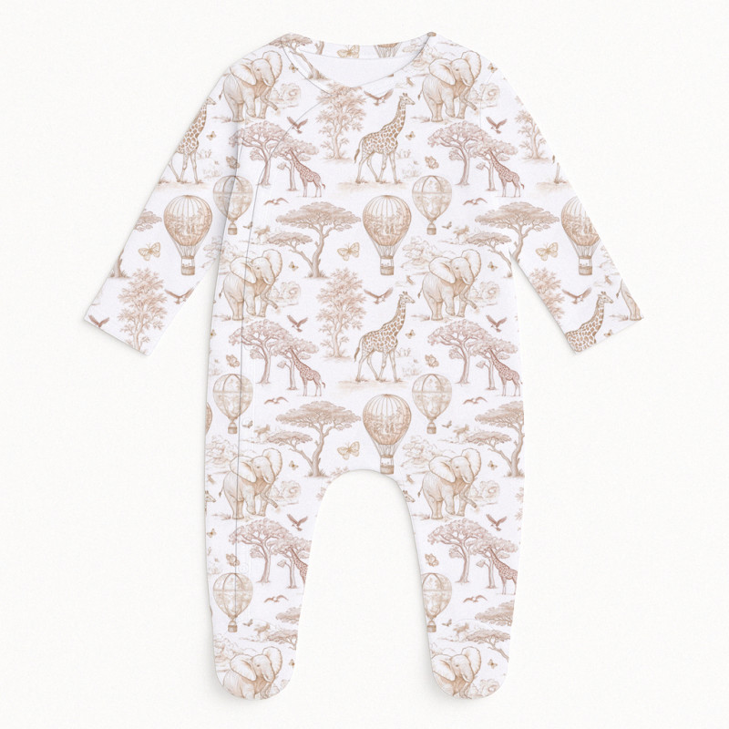 Babygrow for baby with Side Opening K020 Sand Toile Africa Babygrow for baby with Side Opening K020 Sand Toile Africa