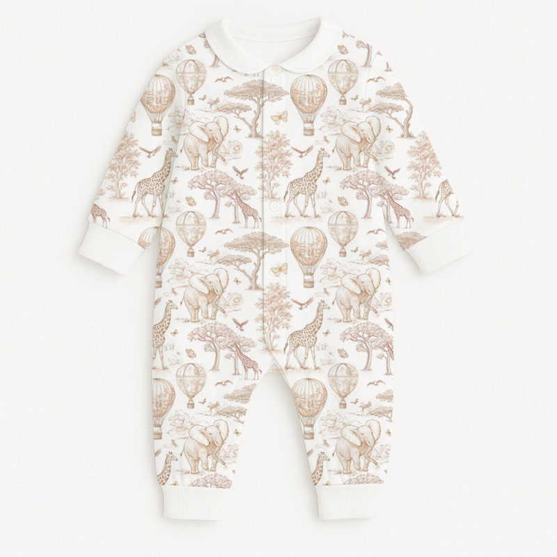 Long sleeve Romper for baby K060 Sand Toile Africa