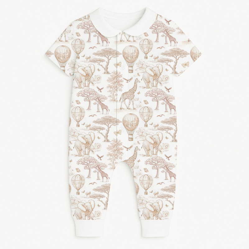 Romper Short sleeve with Collar K061CL Sand Toile Africa Romper Short sleeve with Collar K061CL Sand Toile Africa