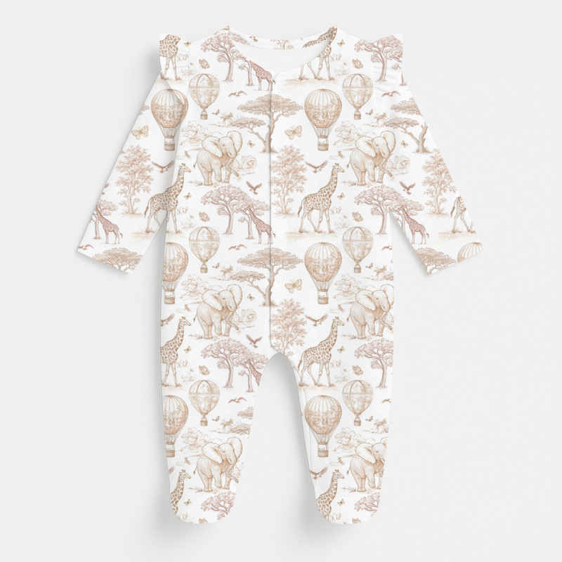 Babygrow with ruffles 100% pima cotton K065 Sand Toile Africa