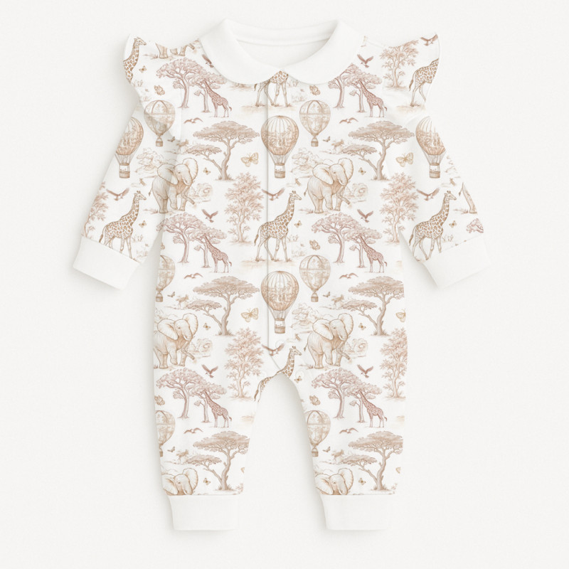 Ромпер з довгим рукавом з комiрцем i рюшками  K070CL Sand Toile Africa