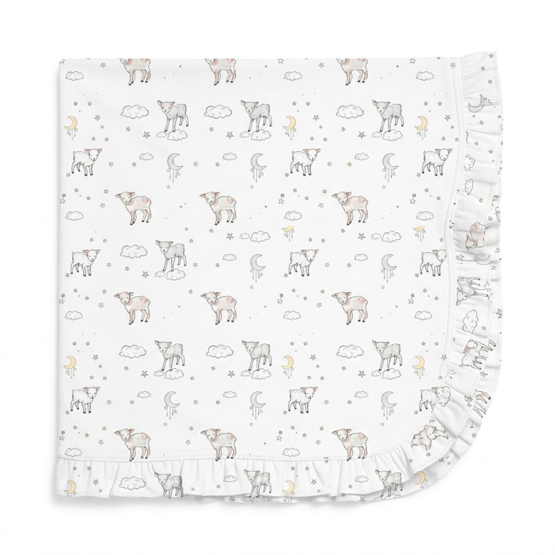 Two-Layer Baby Blanket with Ruffles BL002  LITTLE LAMB