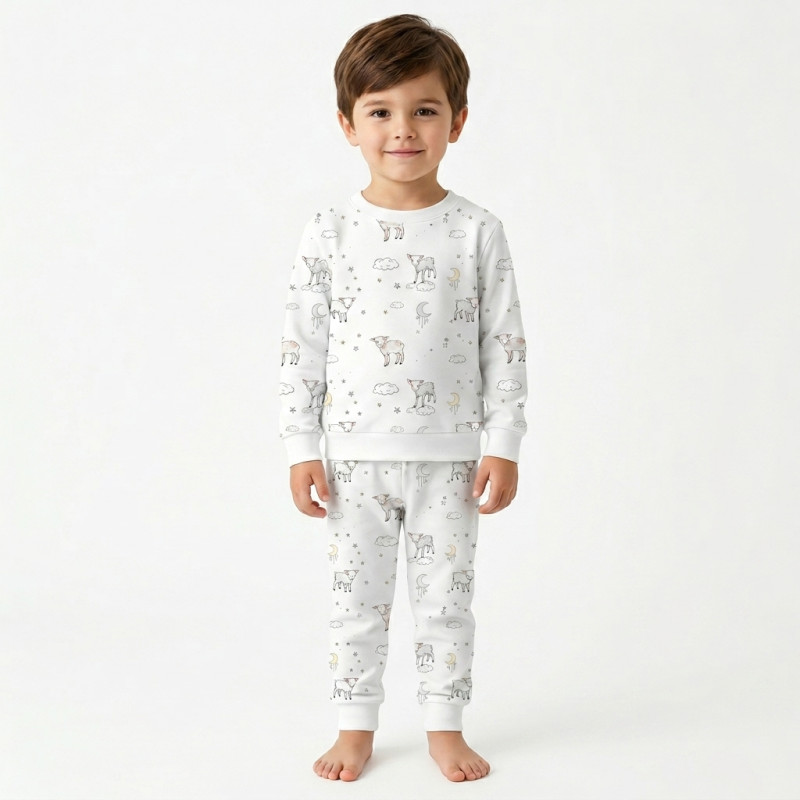 Дитяча піжама з довгим рукавом з 100% pima котона PJ001 LITTLE LAMB