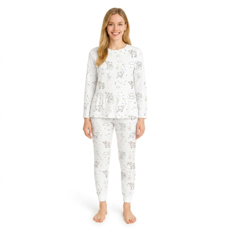Luxury Long Adult Pyjama Set PW109  LITTLE LAMB
