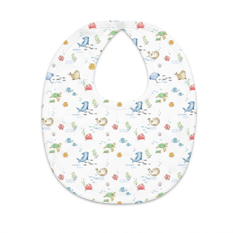 Baby Bib with Picot Trim BIB005 MARINE LIFE Baby Bib with Picot Trim BIB005 MARINE LIFE