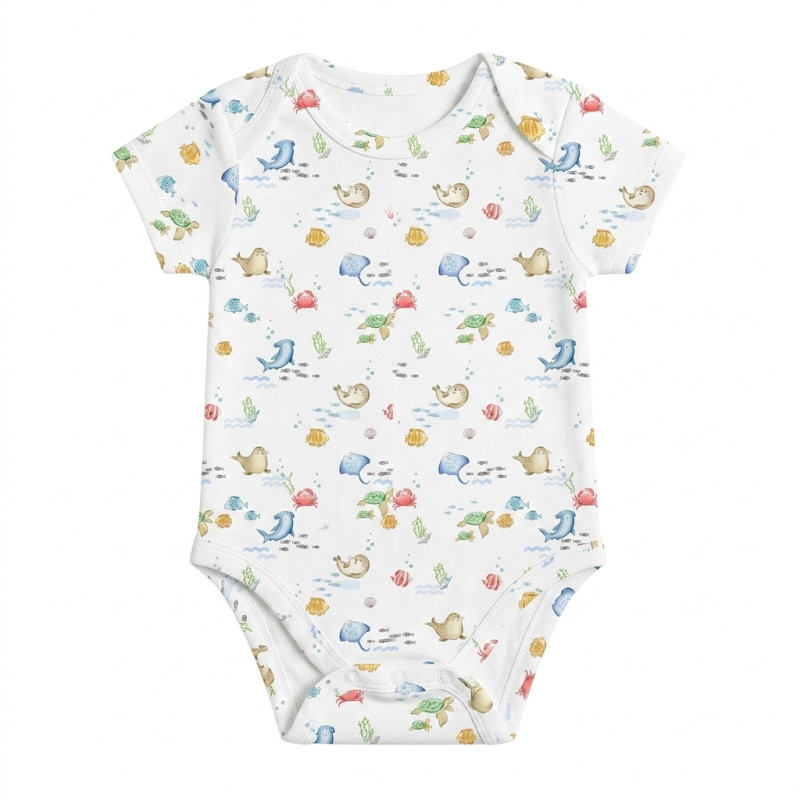 Printed Short-Sleeve Bodyvest for Babies BSHL001 MARINE LIFE Printed Short-Sleeve Bodyvest for Babies BSHL001 MARINE LIFE