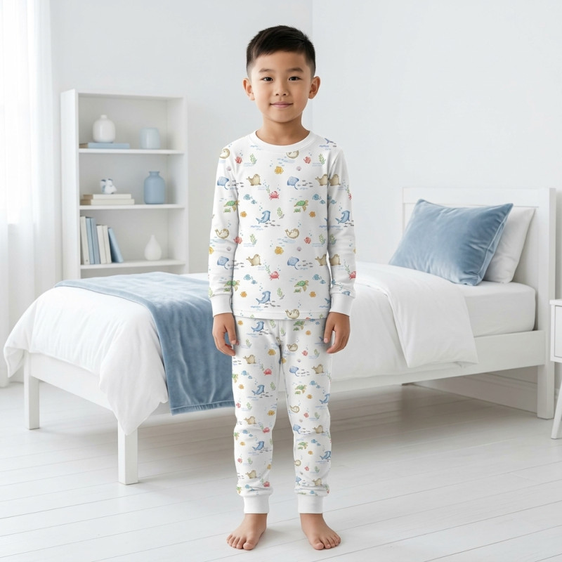 Pyjama long sleeve 100% organic pima Cotton PJ001 MARINE LIFE Pyjama long sleeve 100% organic pima Cotton PJ001 MARINE LIFE
