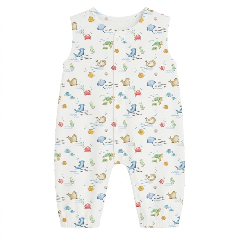 Long Supima Cotton Shortie with Sleeves R009 MARINE LIFE Long Supima Cotton Shortie with Sleeves R009 MARINE LIFE