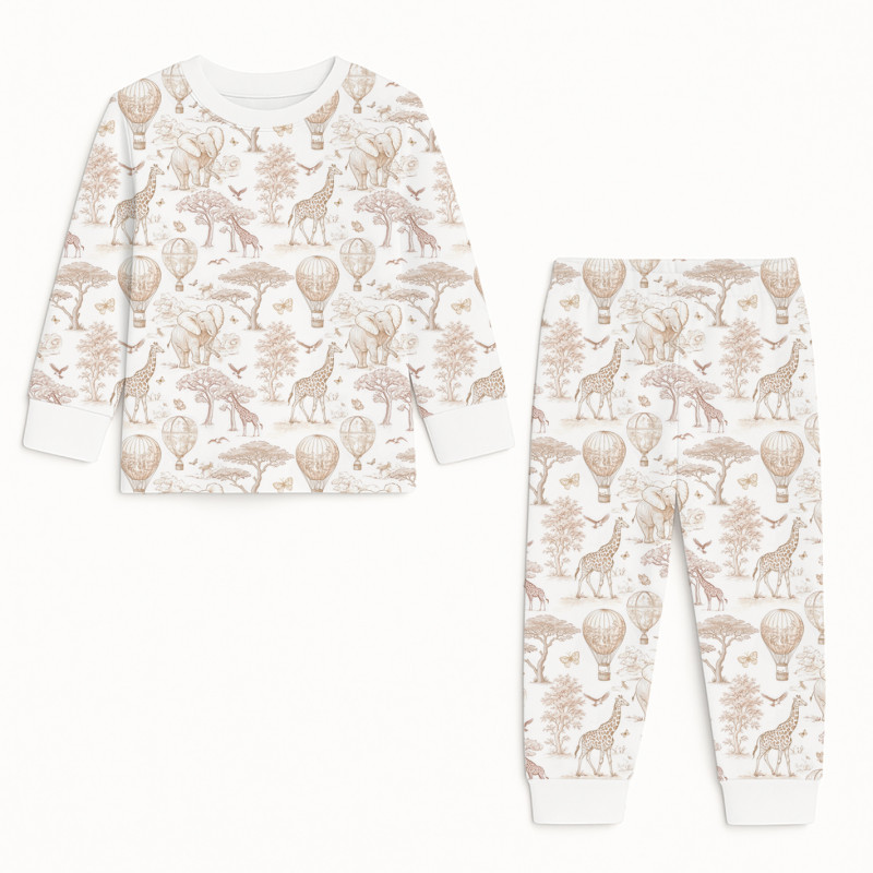 Pyjama long sleeve 100% organic pima Cotton PJ001 Sand Toile Africa Pyjama long sleeve 100% organic pima Cotton PJ001 Sand Toile Africa