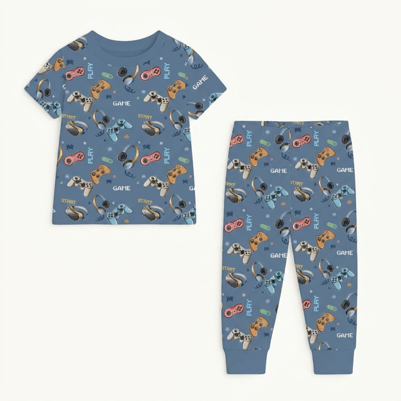 Patterned Supima Cotton Pyjamas Set PJ008 Game Patterned Supima Cotton Pyjamas Set PJ008 Game