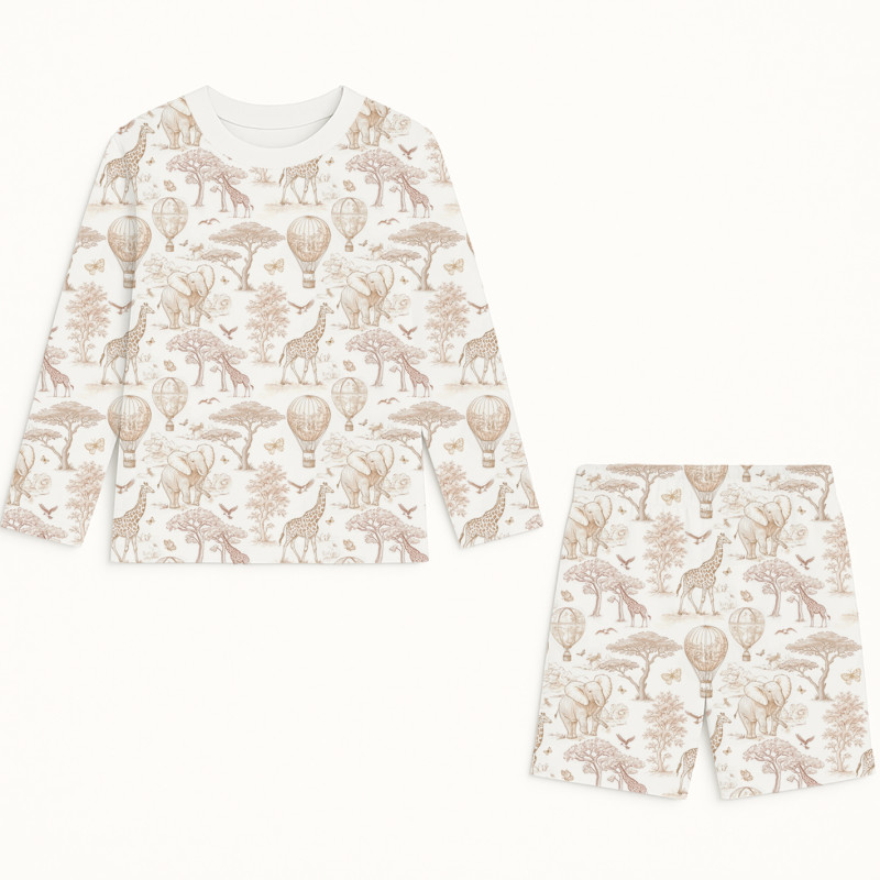 Printed Supima Cotton Top and Shorts Pyjama Set – PJ010 Sand Toile Africa