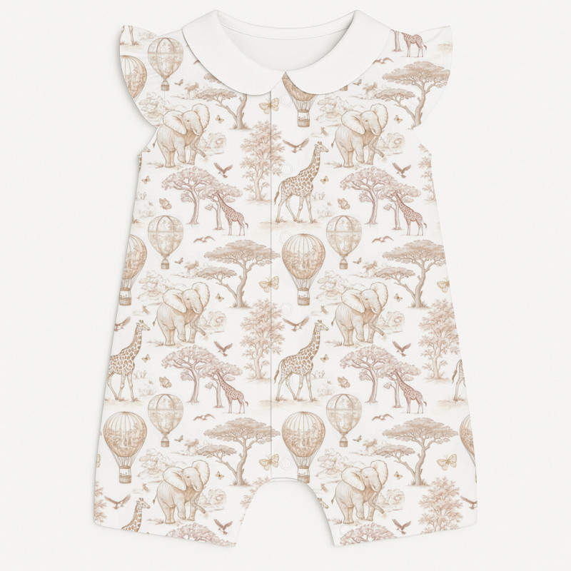 Supima Cotton Shortie with Ruffles and Collar – R007CL Sand Toile Africa Supima Cotton Shortie with Ruffles and Collar – R007CL Sand Toile Africa