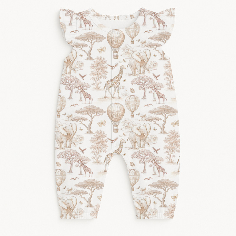 Supima Cotton Long Shortie with Ruffles – R011 Sand Toile Africa Supima Cotton Long Shortie with Ruffles – R011 Sand Toile Africa
