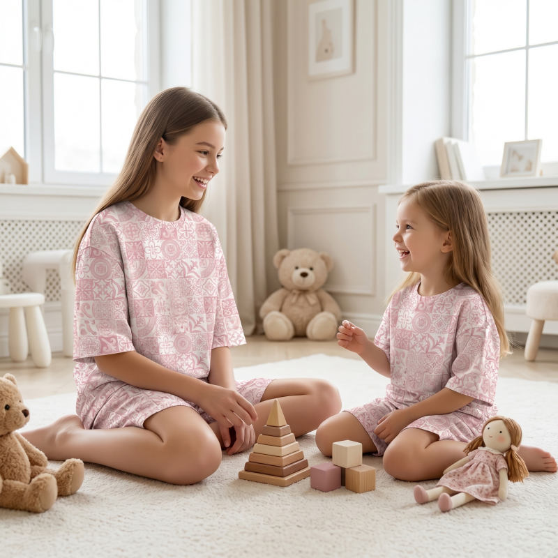 Pyjama short sleeve 100% organic pima Cotton PJ006 AMALFI PINK Pyjama short sleeve 100% organic pima Cotton PJ006 AMALFI PINK