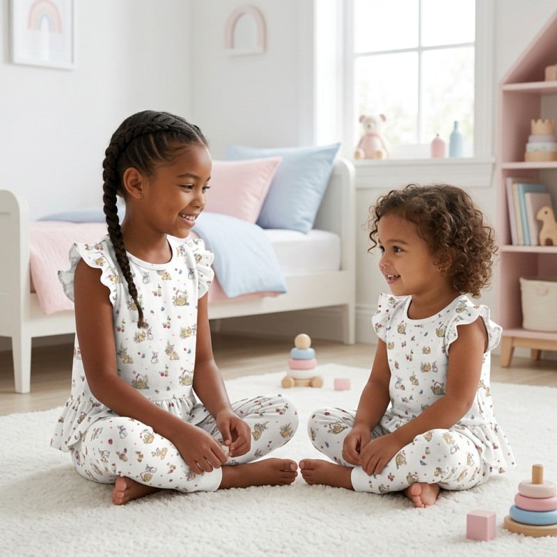 Girls Supima Cotton Pyjamas with Ruffles – PJ012 BERRIES