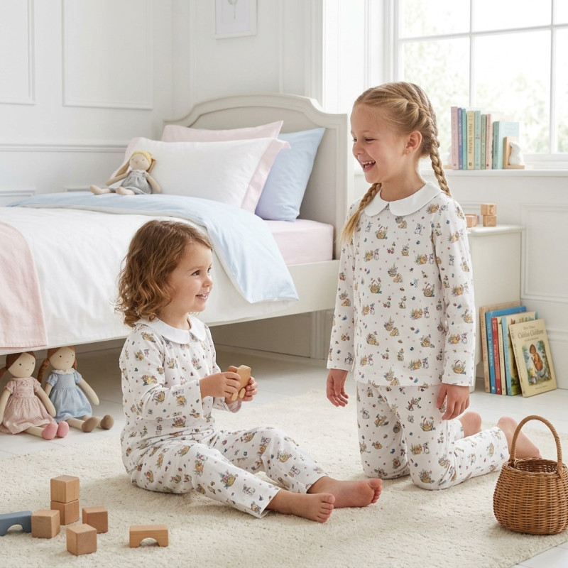 Pyjama long sleeve with collar 100% organic pima Cotton PJ020 BERRIES