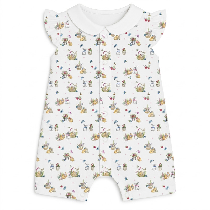 Supima Cotton Shortie with Ruffles and Collar – R007CL BERRIES