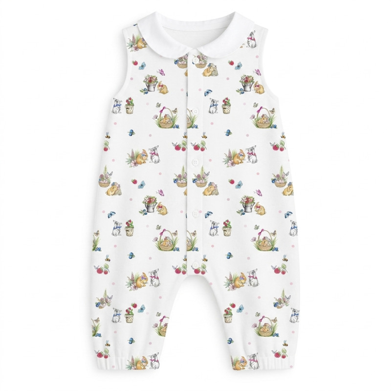 Long Supima Cotton Shortie with Sleeves and Collar R009CL BERRIES