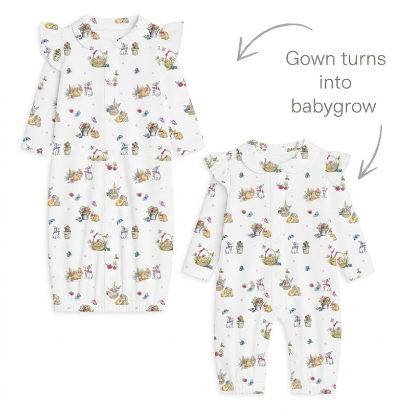 Baby converter gown with collar TR003 BERRIES Baby converter gown with collar TR003 BERRIES
