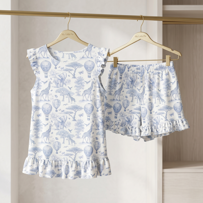 Доросла піжама PW107 короткий рукав і  шорти PW107  BLUE TOILE AFRICA