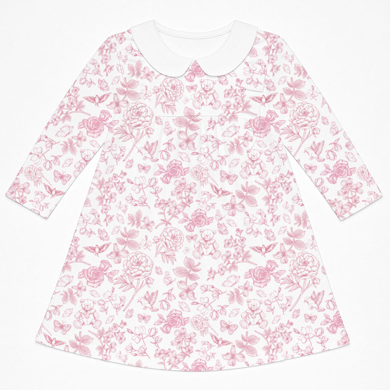 Charming Long-Sleeved Dress with Ruffles and Collar DR016CL CHLOE PINK Charming Long-Sleeved Dress with Ruffles and Collar DR016CL CHLOE PINK