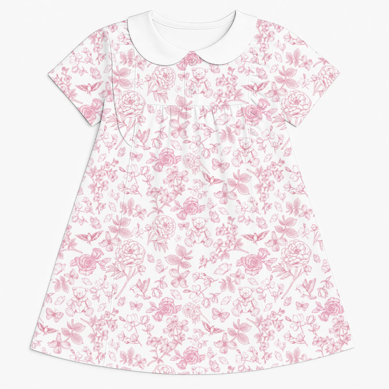 Сукня  з коротким рукавом і оборкою i комірцем з бавовни Supima DR018CL CHLOE PINK