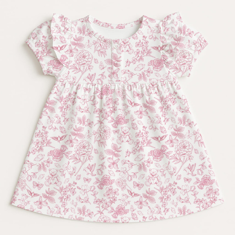 Supima Cotton Night Dress with Ruffle DR019 CHLOE PINK Supima Cotton Night Dress with Ruffle DR019 CHLOE PINK