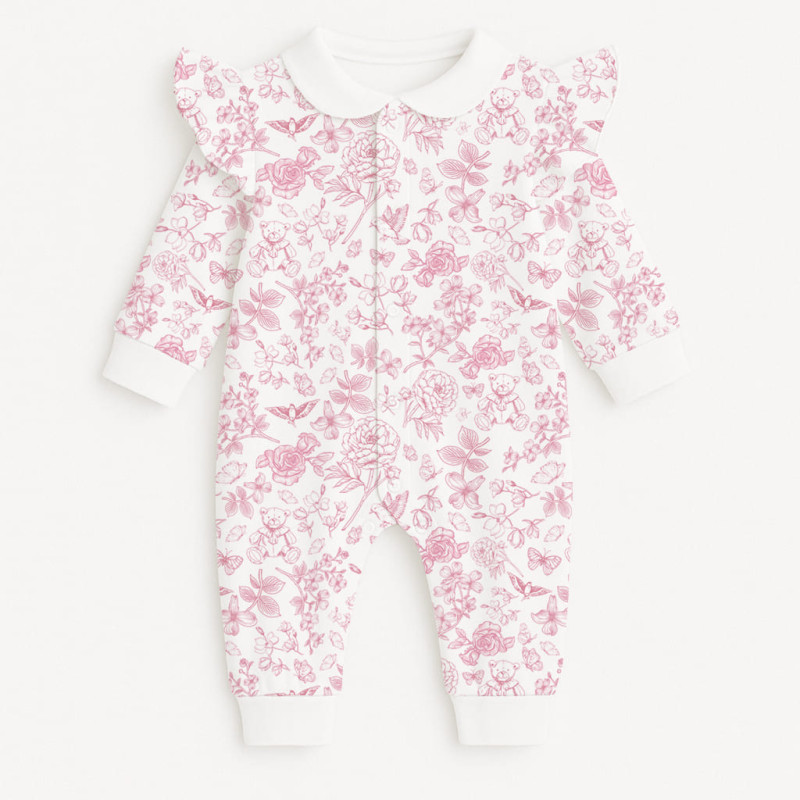 Long sleeve Romper for baby with ruffles and Collar K070CL CHLOE PINK Long sleeve Romper for baby with ruffles and Collar K070CL CHLOE PINK