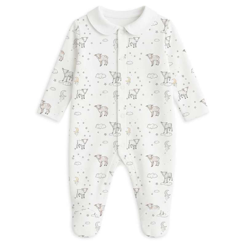 Babygrow with collar 100% pima cotton with K063 LITTLE LAMB Babygrow with collar 100% pima cotton with K063 LITTLE LAMB