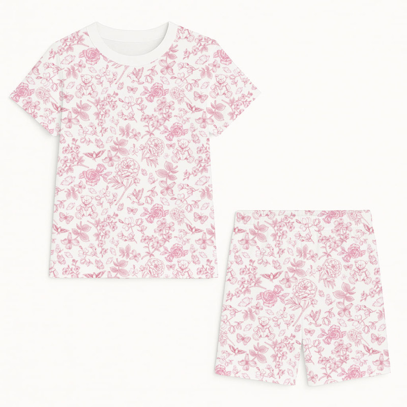 Pyjama short sleeve 100% organic pima Cotton PJ005 CHLOE PINK