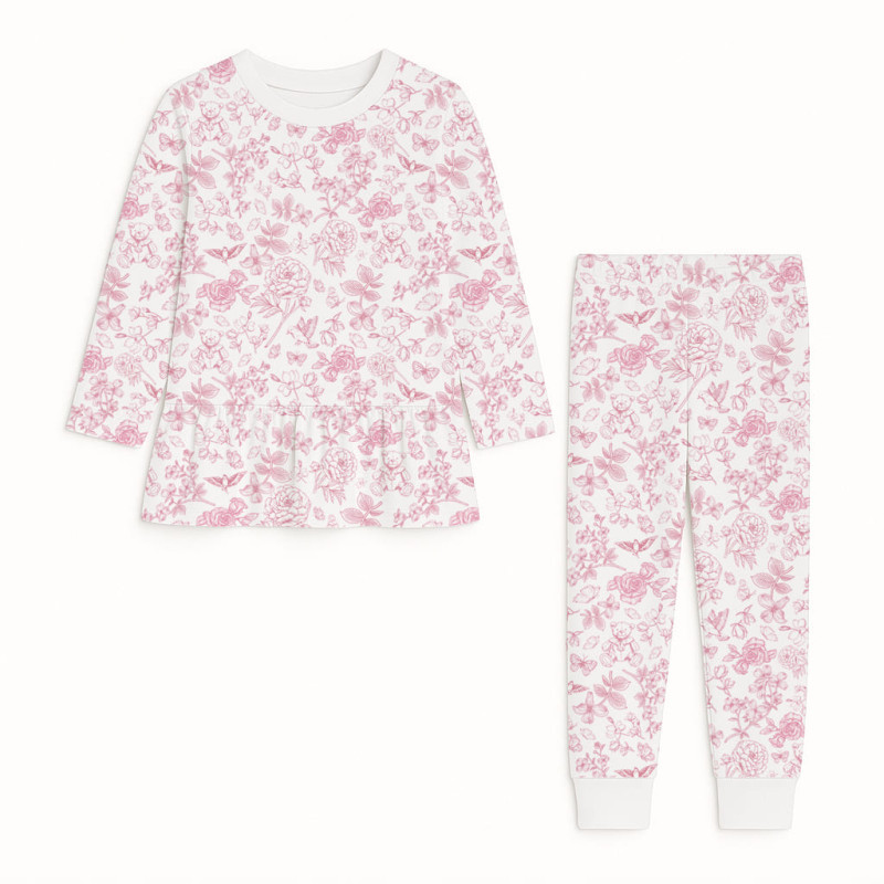 Girls Supima Cotton Pyjamas with Long Sleeves — PJ009 CHLOE PINK Girls Supima Cotton Pyjamas with Long Sleeves — PJ009 CHLOE PINK