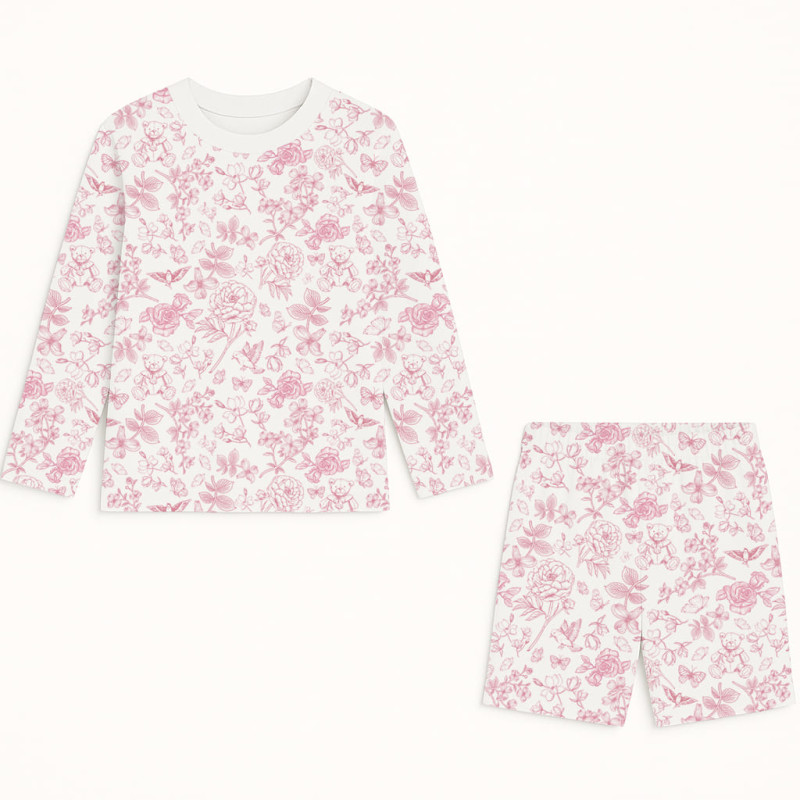Printed Supima Cotton Top and Shorts Pyjama Set – PJ010 CHLOE PINK