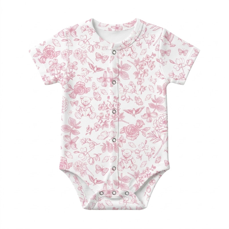 Printed Short-Sleeve Front Fastening Bodyvest for Babies BSHL009 CHLOE PINK Printed Short-Sleeve Front Fastening Bodyvest for Babies BSHL009 CHLOE PINK