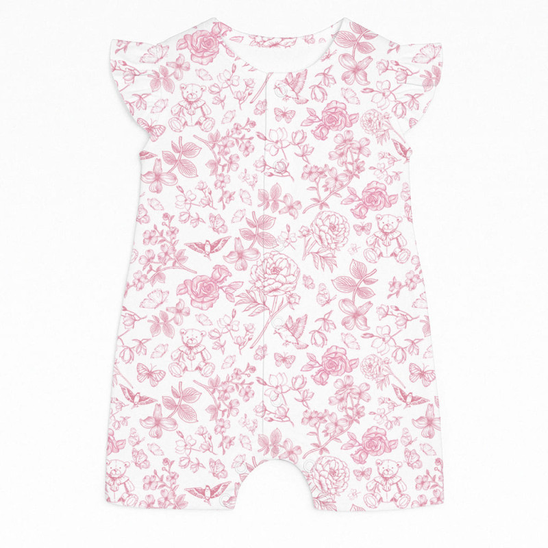 Supima Cotton Shortie with Ruffles – R007 CHLOE PINK Supima Cotton Shortie with Ruffles – R007 CHLOE PINK