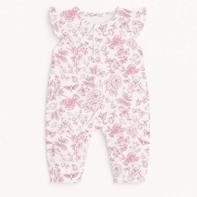 Supima Cotton Long Shortie with Ruffles – R011 CHLOE PINK Supima Cotton Long Shortie with Ruffles – R011 CHLOE PINK